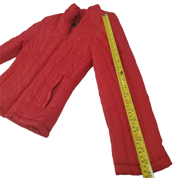 Puffer Quilted Winter Womens Jacket By George Palomares Red Size Small - Picture 6 of 8